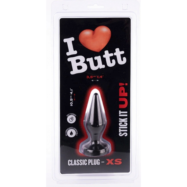 Plug Classic XS I Love Butt 9 x 3 cm Preto