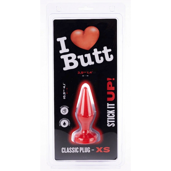 Plug Classic XS Ik hou van kont 9 x 3 cm Rood