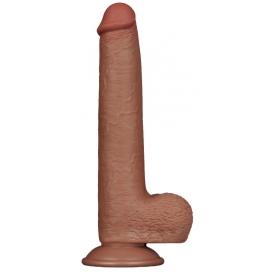 LoveToy SlidingSkin Dildo con borsetta scorrevole in pelle 17 x 3,5 cm marrone