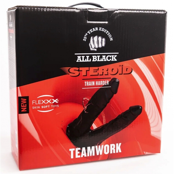 Consolador Doble ABS03 Teamwork All Black Esteroide 25 x 7cm