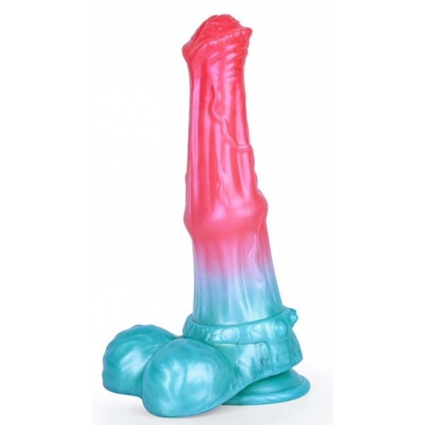 Alien Beast Cyan Rainbow 9.3" Dildo - B