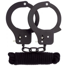 Metal Handcuffs and Rope 3M black