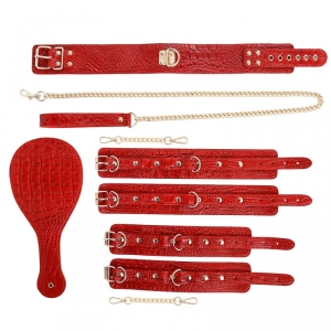 SM Fantasy Crocodile Pattern Role Play Punishment Kit RED