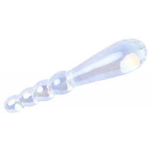 LoveToy Glass Dildo Rising Ripples 18 x 3.5cm Transparent