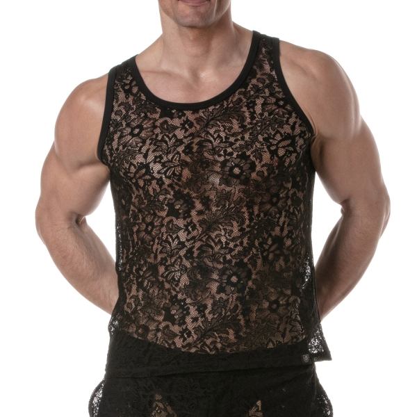 Lace Top Tank Top Black