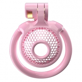 Sissy Chastity Cage With 5 Arc Rings- CX3 PINK BENT RING