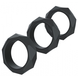 Hidden Desire 3er-Set Cockrings Silikon Heavy C-Ring Schwarz