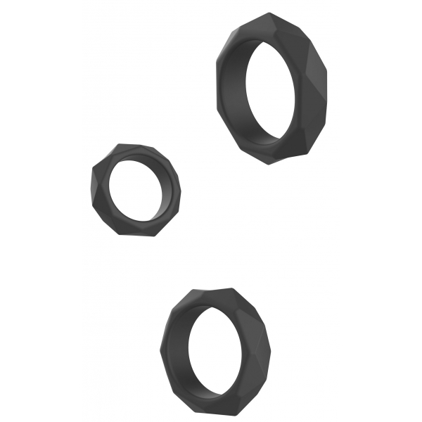 Set of 3 Black Heavy C-Ring Silicone Cockrings