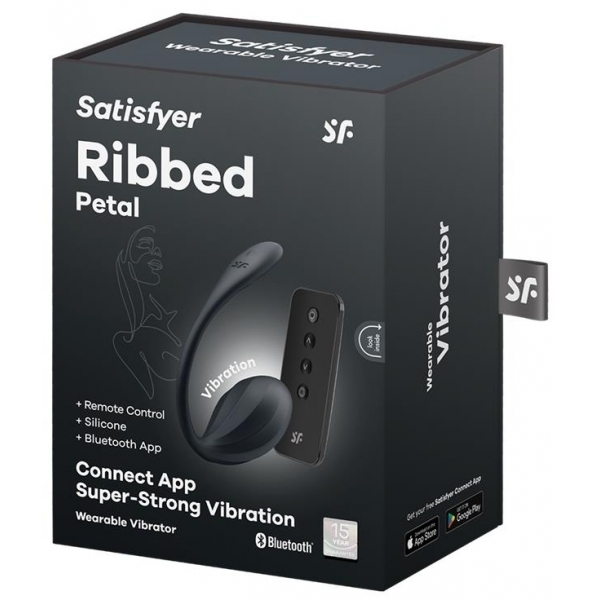 Connected Vibrator G-Point Ribbed Petal 8.5 x 3.8cm Black