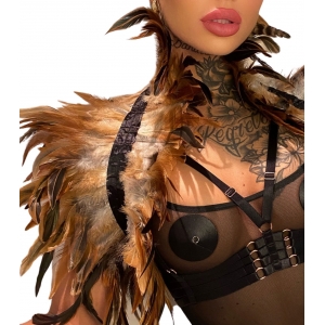 Kinky Diva Beige-Brown Feather Shoulder Covers