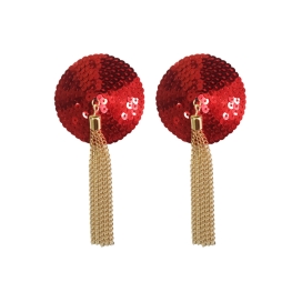 Kinky Diva Cache-Tétons Sequin avec Chaîne NIPPLE COUTURE Rouge