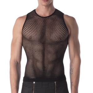 Barcode Berlin Fishnet Tank Top Stefano BLACK