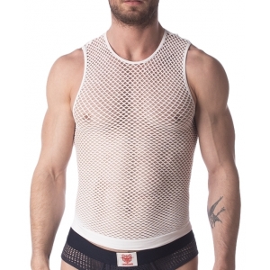 Barcode Berlin Fishnet Tank Top Stefano WHITE