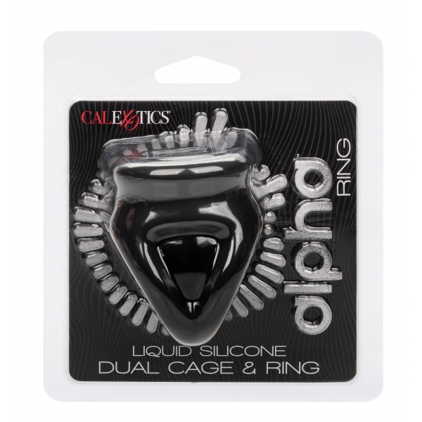 CalExotics Alpha Liquid Silicone Dual Cage & Ring Black