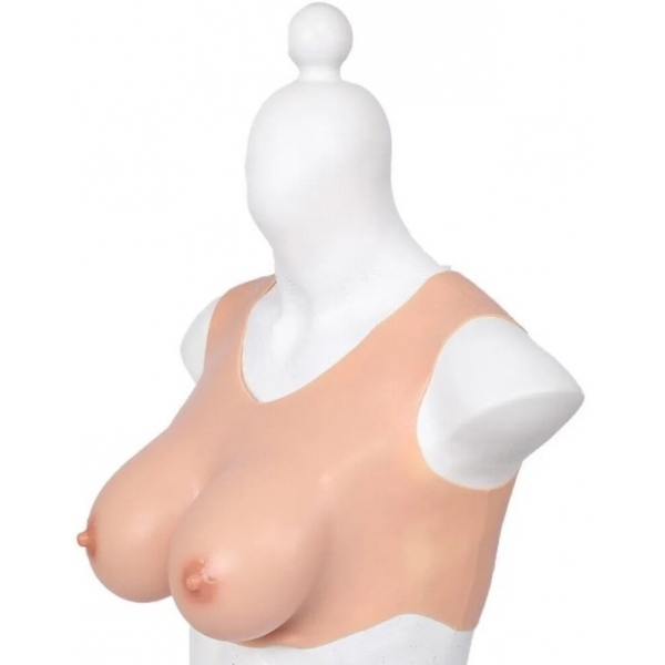 Round Collar Crossdresser Breast Forms - Cotton FLESH Bonnet E