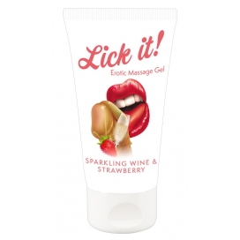 Lick it! Gel de Massage Vin Pétillant & Fraise 50ml