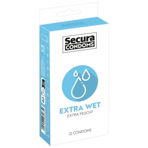 Secura Condoms Preservativos lubricados extra húmedos x12