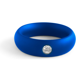 Black Label Anillo de metal Donut Strass Azul