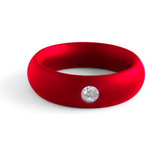 Black Label Anillo de metal Donut Strass Rojo