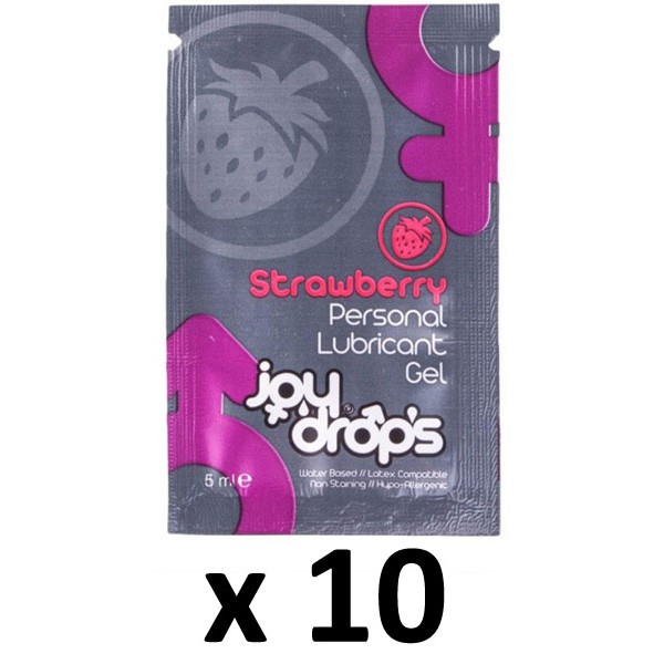 Paquete de 10 vainas de lubricante con sabor a fresa 5mL