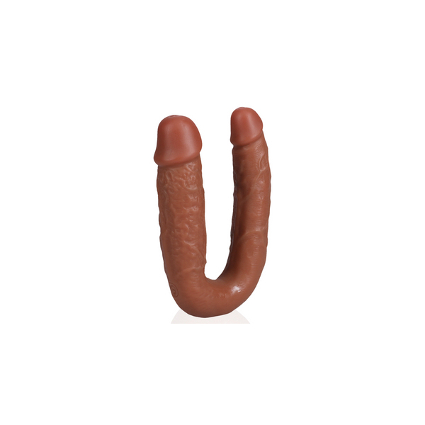 Dildo duplo em forma de U 12 x 3cm castanho