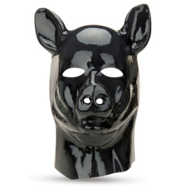 Latex Pig Hood - Black