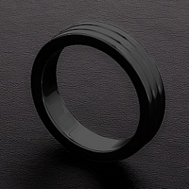 Cockring Ribbed Triune Schwarz 10mm
