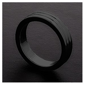 Triune Cockring Ribbed Noir 10mm