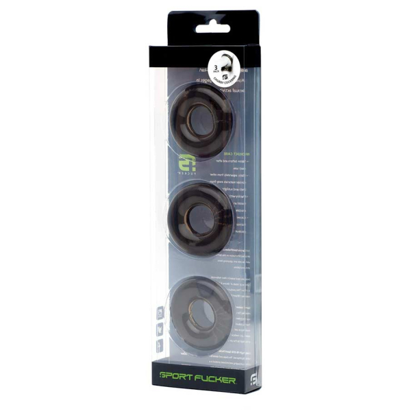 Lot de 3 Cockrings CHUBBY 20 mm Gris Smoke