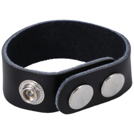 RockSolid by Doc Johnson Adjustable leather cockring The Leather 3 Snap Black