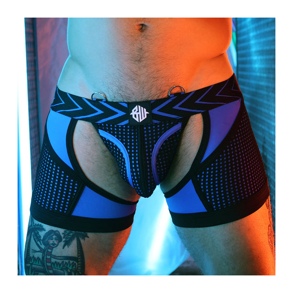 Boxer Jock Zwart-Blauw gematteerd