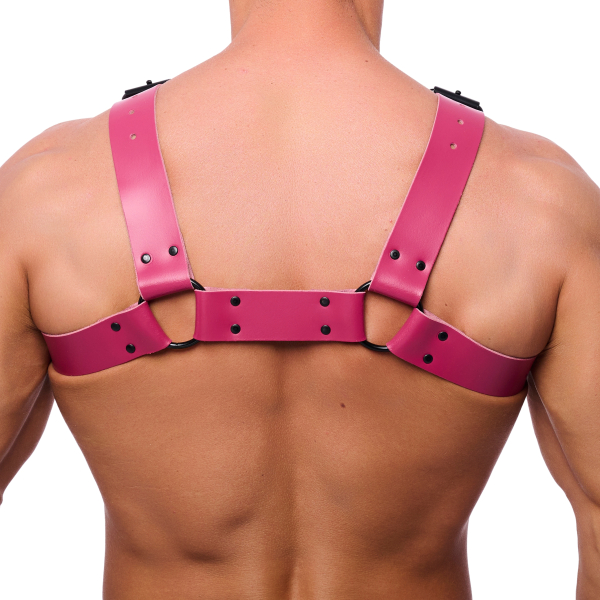 Bulldog Pink Leather Harness