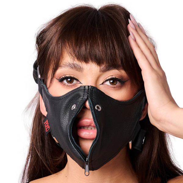 Demi masque en cuir avec zip