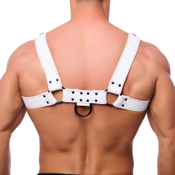 Couro Snap Leather Harness Branco