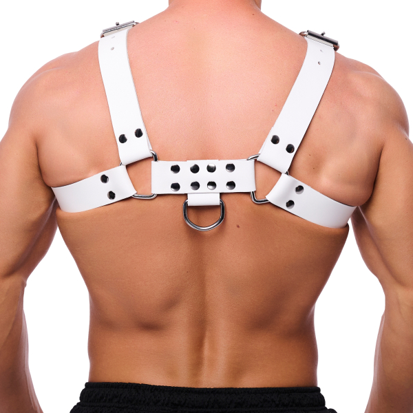 Leder Harness Schnalle Weiß