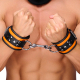 Orange-Black leather handcuffs