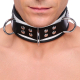 Leather Necklace 3 Rings D White-Black