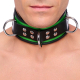 Leather Necklace 3 Rings D Green-Black