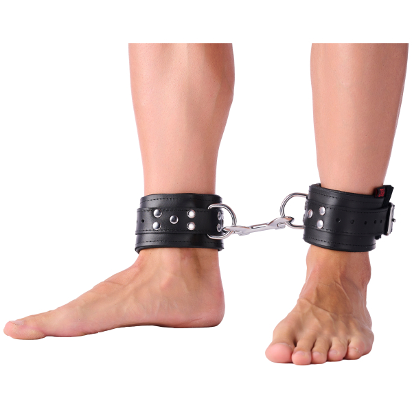 Padded Leather Ankle Cuffs Black