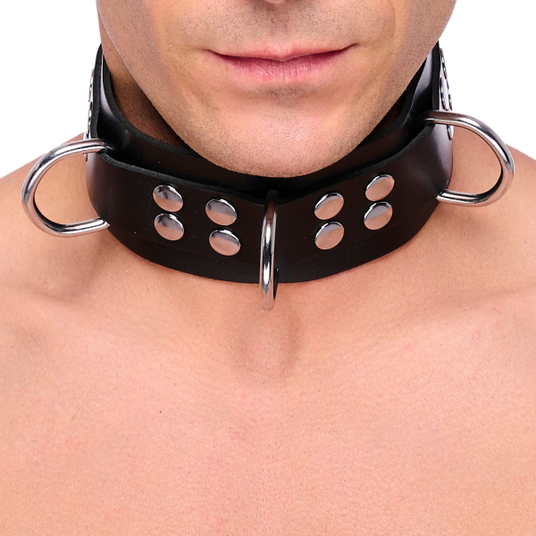 Ultra Black Leather Collar