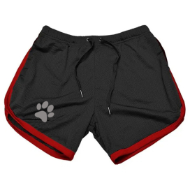 Kinky Puppy Calções de pata preto-vermelho