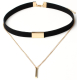 Golden Chain Tassel Suede Choker BLACK