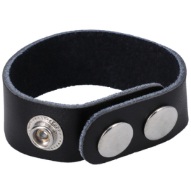 RockSolid by Doc Johnson Adjustable leather cockring The Leather 3 Snap Black