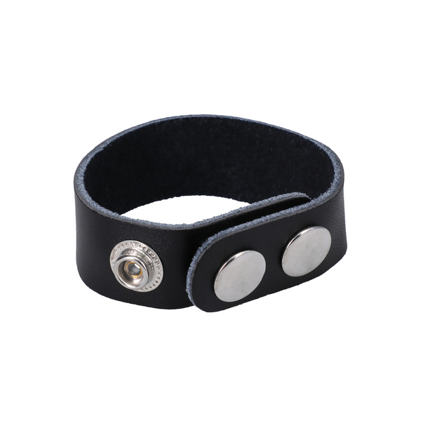 Adjustable leather cockring The Leather 3 Snap Black