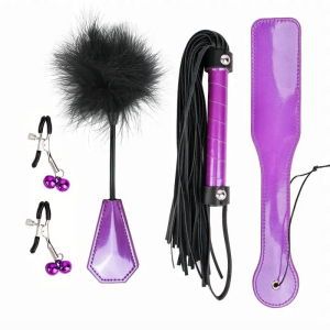 SM Fantasy Patent Leather BDSM Kit - 4 pcs ROSE