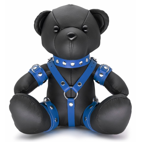 Ours en cuir EDDY The BDSM Teddy Bear Bleu + Boite