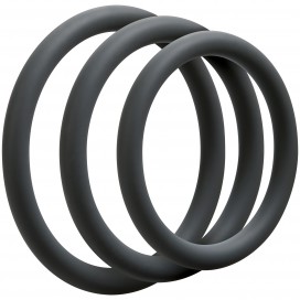 Optimale juego de 3 anillos de silicona negros y finos