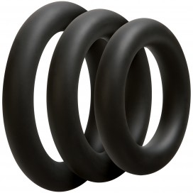 Satz von 3 schwarzen Silikon-Ringen 10mm