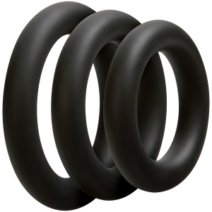 Optimale Set di 3 anelli in silicone nero da 10 mm