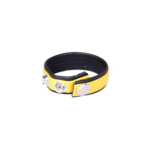 Cockring Cuir 3 Pressions Jaune